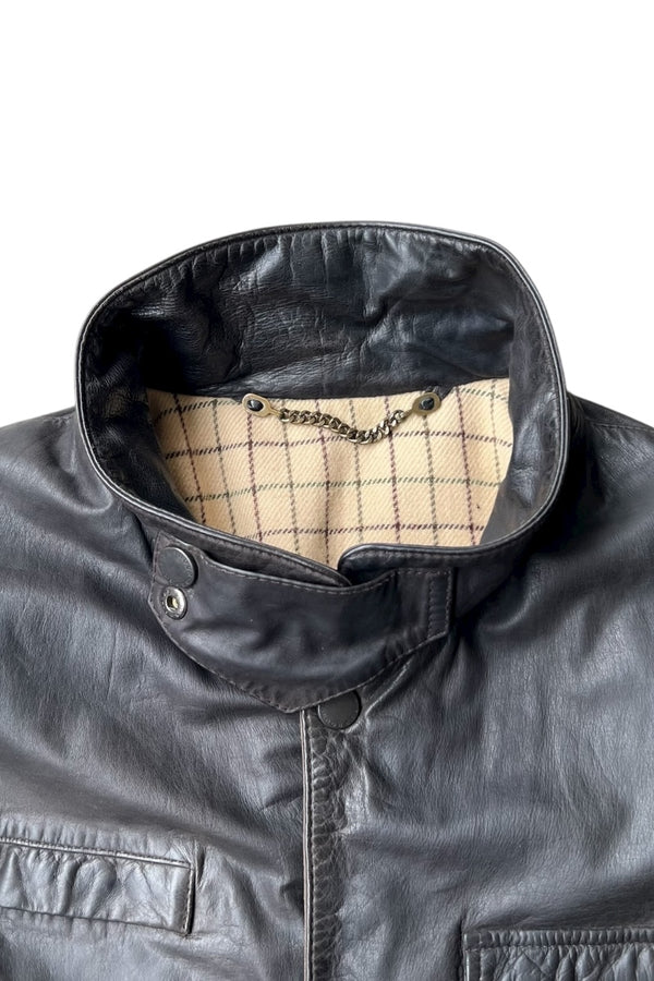 Y2K 02'S BUSHMAN LEATHER JACKET / BLACK [SIZE: M USED]
