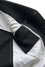 画像をギャラリービューアに読み込む, MADE IN ITALY 17AW WOOL &amp; LEATHER PEA COAT / BLACK [SIZE: 46 USED]
