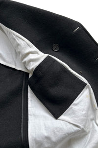 MADE IN ITALY 17AW WOOL & LEATHER PEA COAT / BLACK [SIZE: 46 USED]