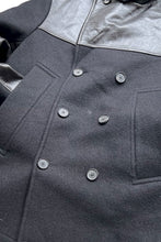 画像をギャラリービューアに読み込む, MADE IN ITALY 17AW WOOL &amp; LEATHER PEA COAT / BLACK [SIZE: 46 USED]

