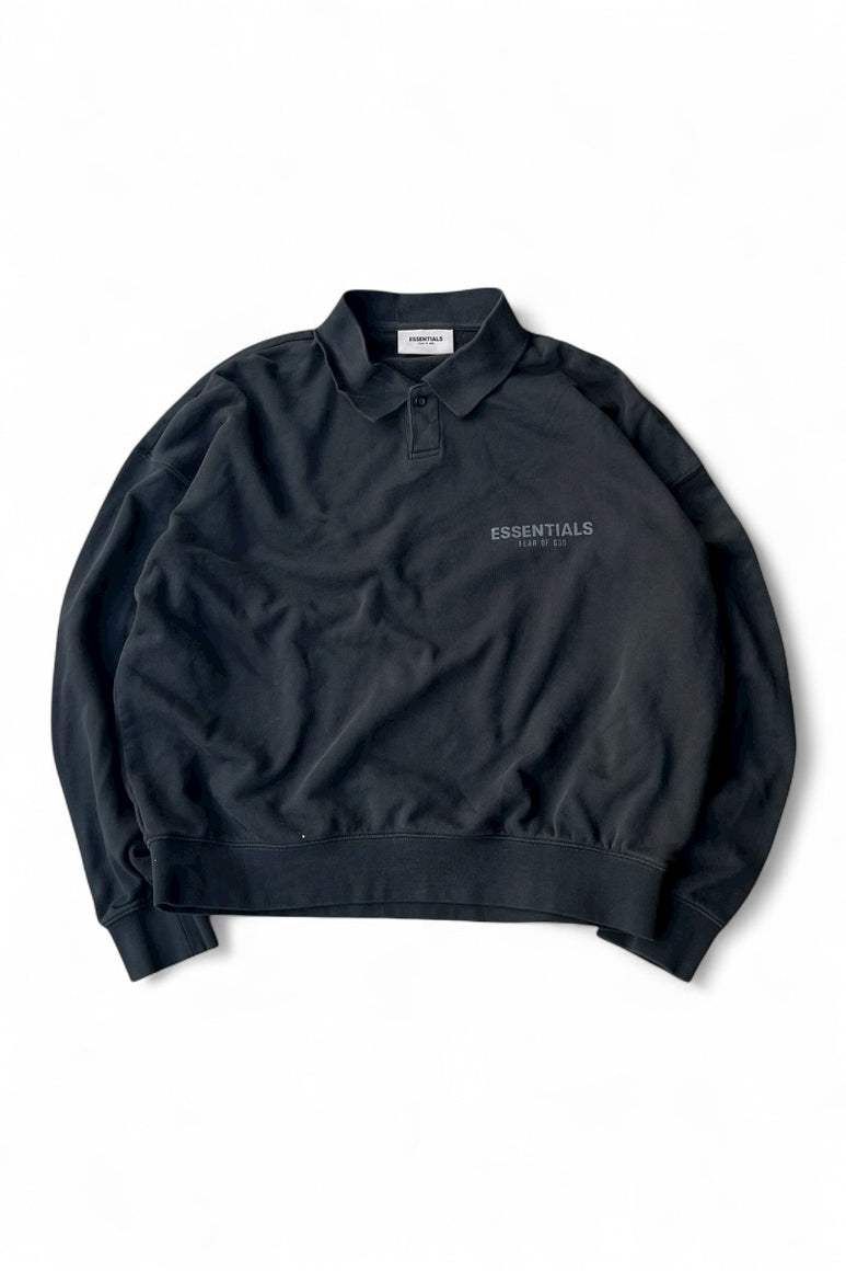 FEAR OF GOD L/S POLO SWEATSHIRT / BLACK [SIZE: S USED]