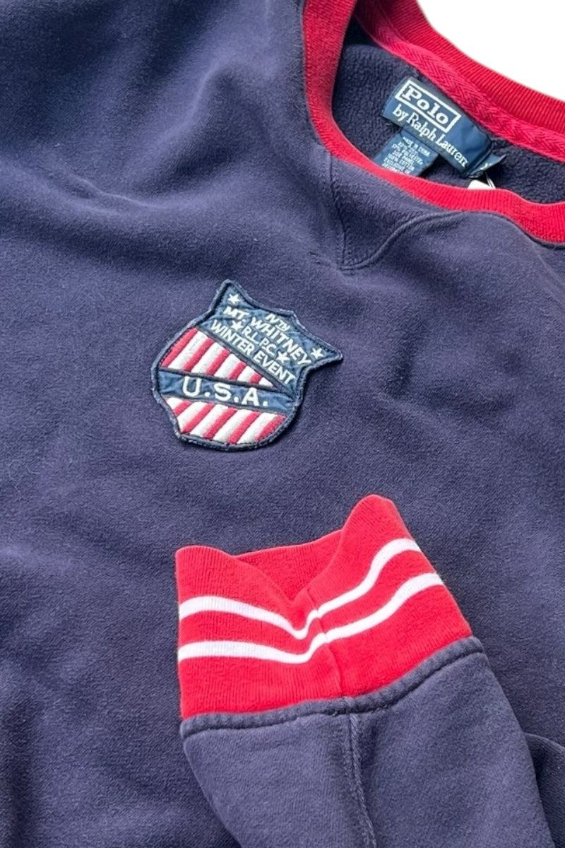 90'S USA PATCH SWEATSHIRT / NAVY [SIZE: XL USED]