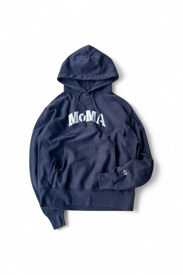 MOMA LOGO REVERSE WEAVE SWEAT HOODIE / NAVY [SIZE: M USED]