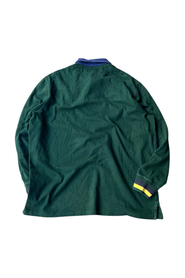 90'S L/S RUGBY SHIRT / GREEN [SIZE: L USED]