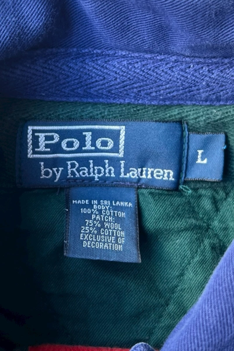 90'S L/S RUGBY SHIRT / GREEN [SIZE: L USED]