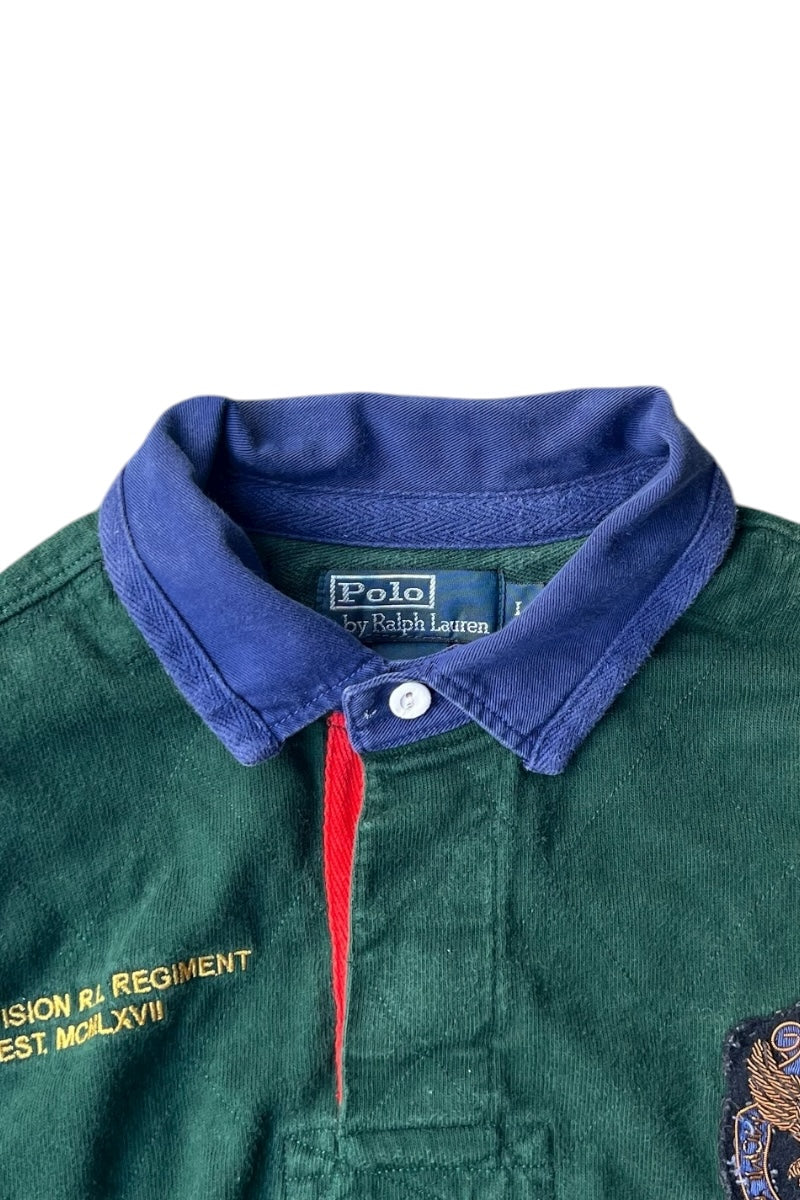 90'S L/S RUGBY SHIRT / GREEN [SIZE: L USED]
