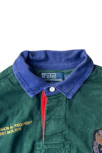 90'S L/S RUGBY SHIRT / GREEN [SIZE: L USED]