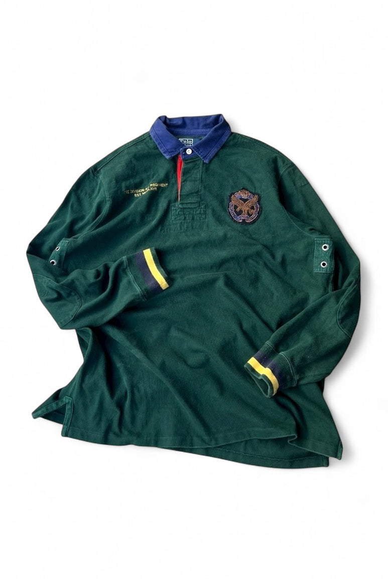 90'S L/S RUGBY SHIRT / GREEN [SIZE: L USED]