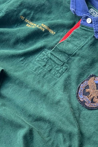 90'S L/S RUGBY SHIRT / GREEN [SIZE: L USED]