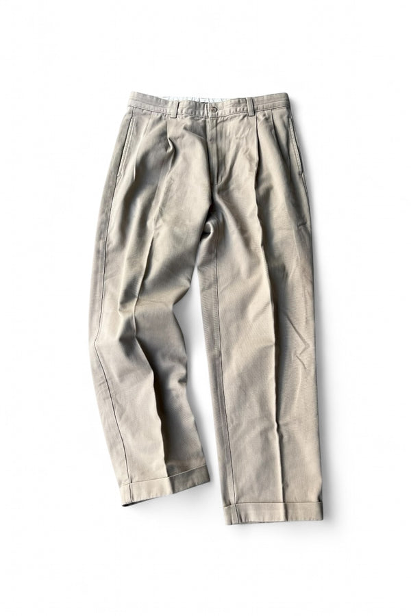 90s TUCK CHINO PANTS / BEIGE [SIZE: 33 USED]