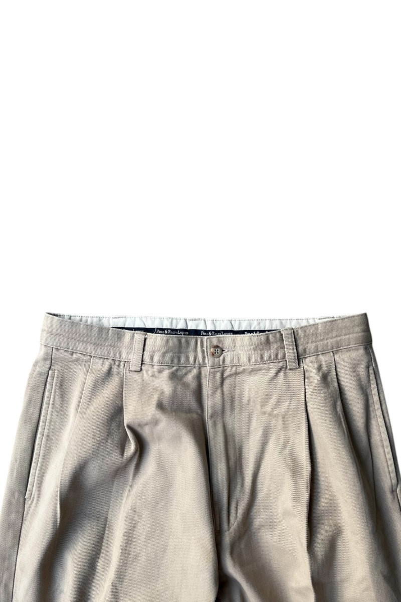 90s TUCK CHINO PANTS / BEIGE [SIZE: 33 USED]