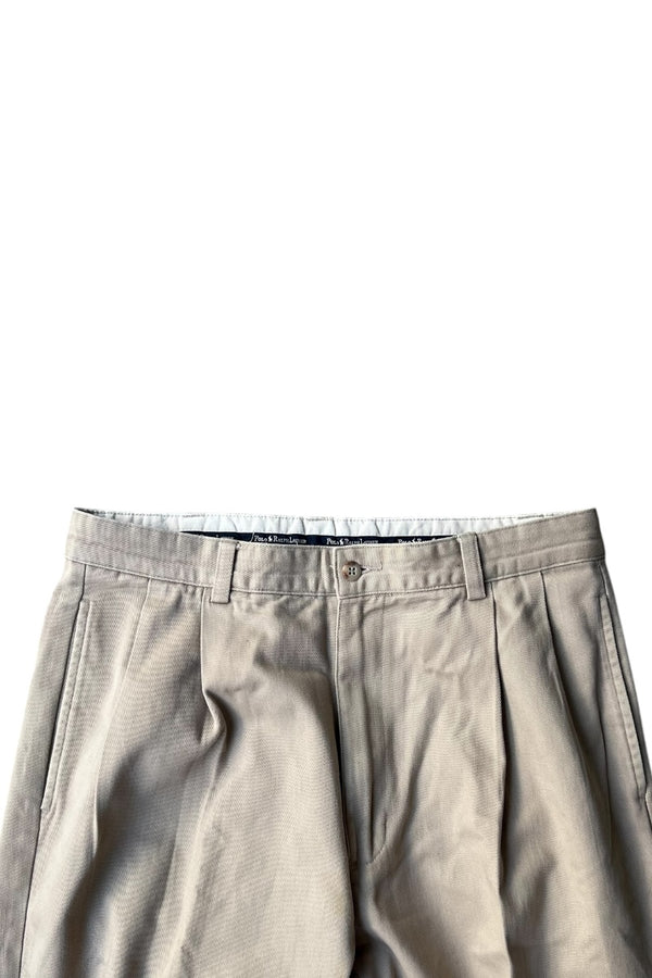 90s TUCK CHINO PANTS / BEIGE [SIZE: 33 USED]