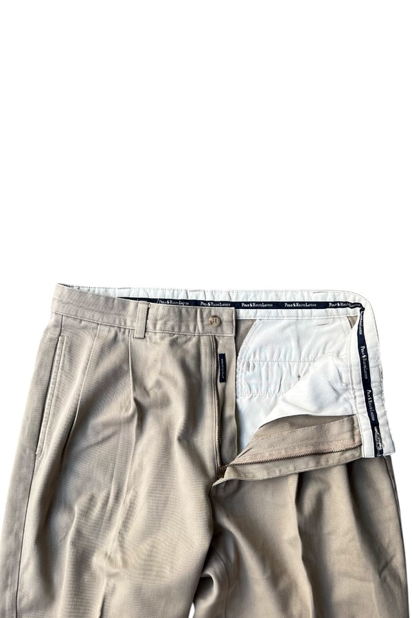 90s TUCK CHINO PANTS / BEIGE [SIZE: 33 USED]