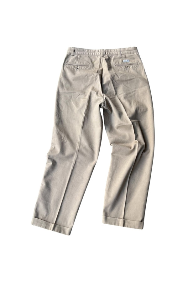 90s TUCK CHINO PANTS / BEIGE [SIZE: 33 USED]