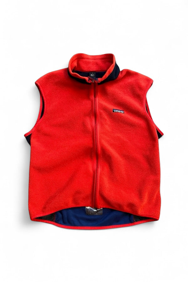 MADE IN USA 90'S SYNCHILLA PEF FLEECE VEST WINDPROOF/ ORANGE [SIZE: L USED]