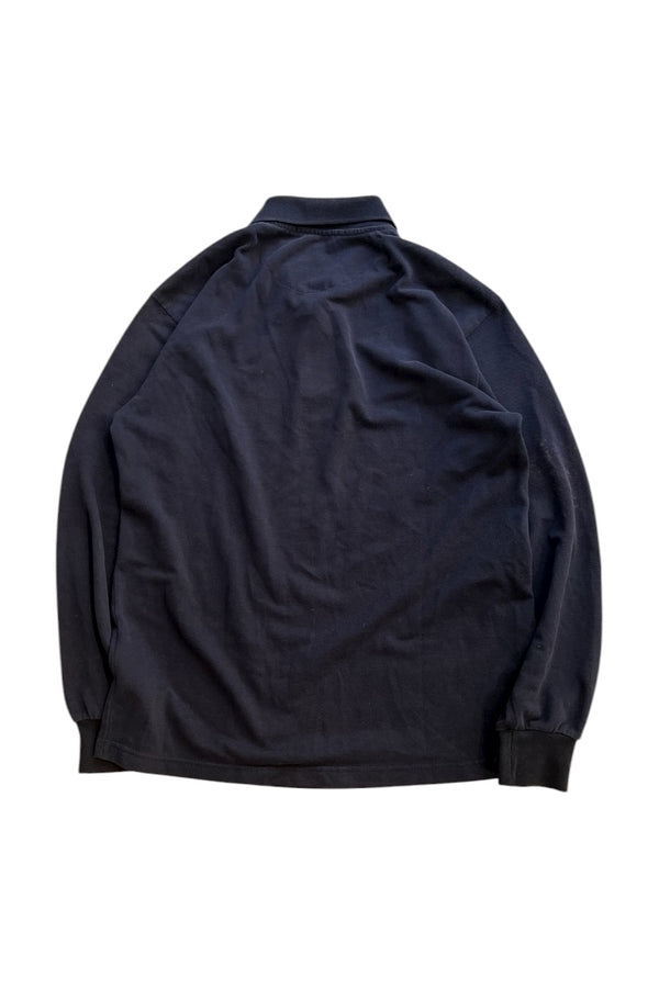 MADE IN ENGLAND 90'S L/S POLO SHIRT / NAVY [SIZE: S USED]