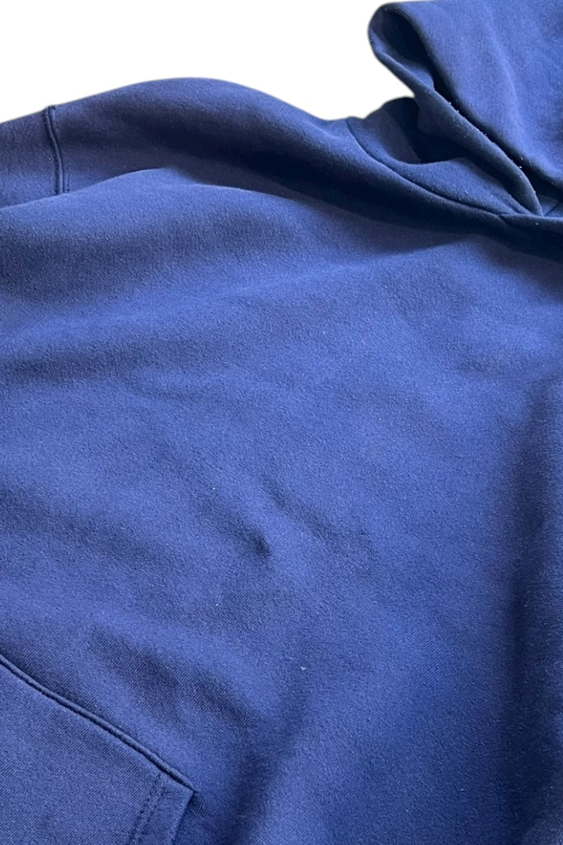 MADE IN USA 80'S HOODIE SWEATSHIRT / NAVY [SIZE: L USED]
