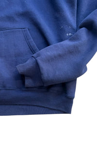 MADE IN USA 80'S HOODIE SWEATSHIRT / NAVY [SIZE: L USED]