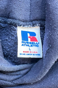 MADE IN USA 80'S HOODIE SWEATSHIRT / NAVY [SIZE: L USED]
