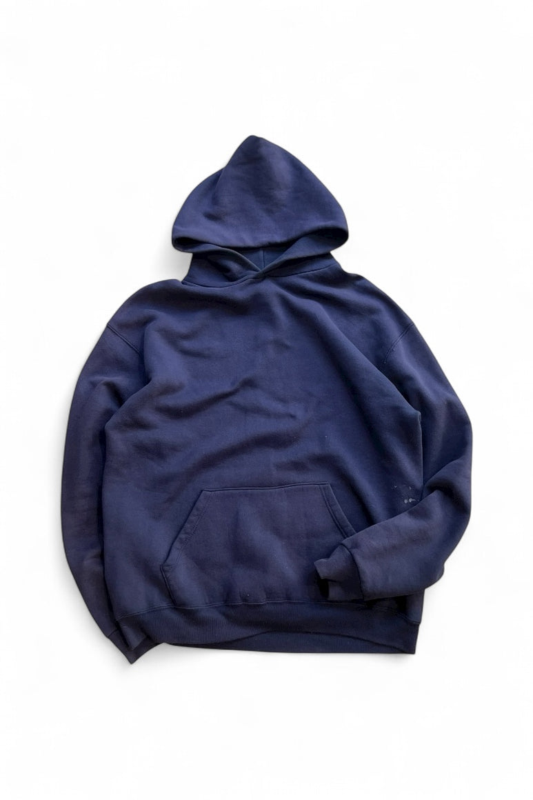 MADE IN USA 80'S HOODIE SWEATSHIRT / NAVY [SIZE: L USED]