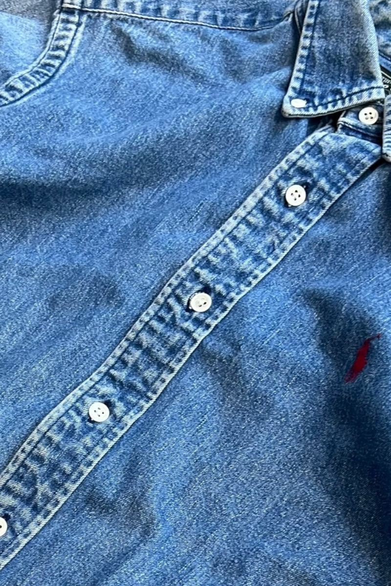 90-92'S L/S DENIM SHIRT / INDIGO [SIZE: M USED]
