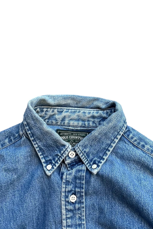 90-92'S L/S DENIM SHIRT / INDIGO [SIZE: M USED]