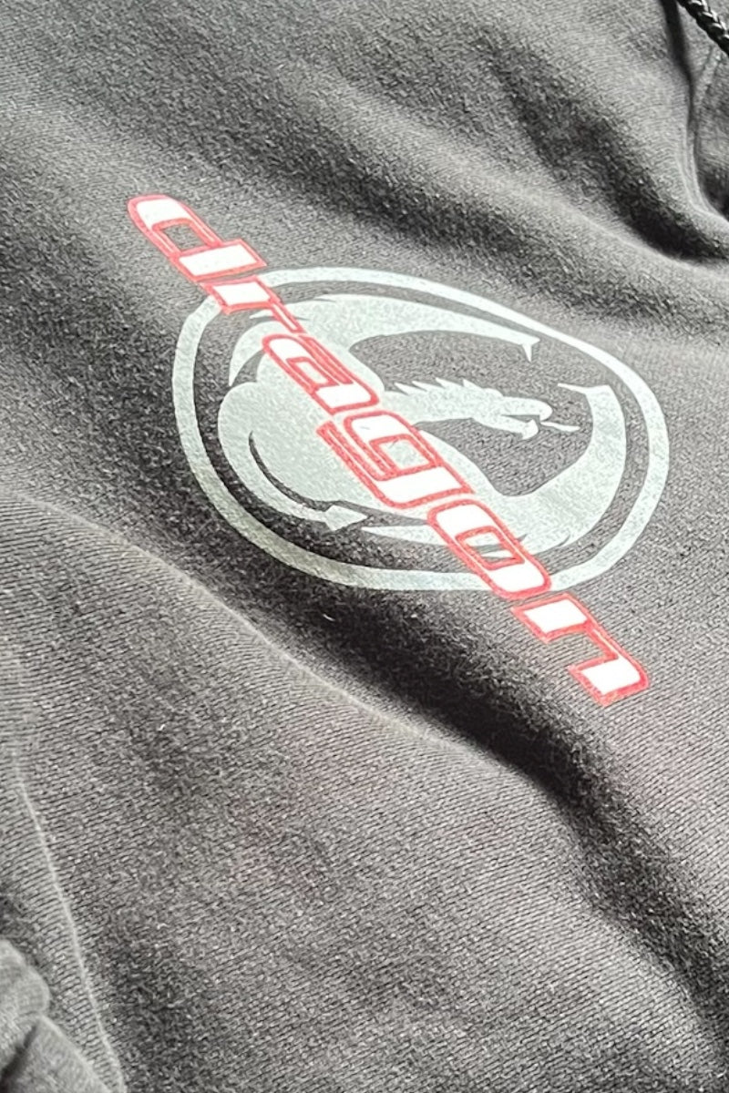 Y2K EARLY 00'S LOGO SWEAT HOODIE / BLACK [SIZE: M USED]