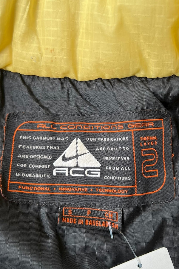 Y2K EARLY 00'S RIP STOP ZIP NYLON PUFF JACKET / YELLOW [SIZE: S USED]