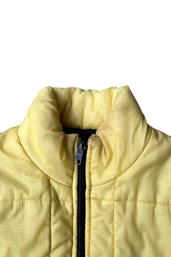 Y2K EARLY 00'S RIP STOP ZIP NYLON PUFF JACKET / YELLOW [SIZE: S USED]