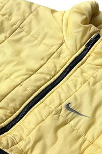 Y2K EARLY 00'S RIP STOP ZIP NYLON PUFF JACKET / YELLOW [SIZE: S USED]