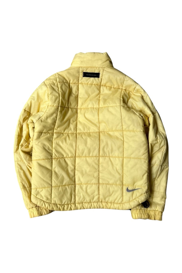 Y2K EARLY 00'S RIP STOP ZIP NYLON PUFF JACKET / YELLOW [SIZE: S USED]