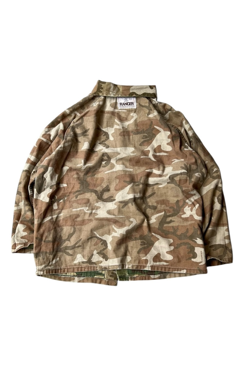 80'S REVERSIBLE CAMO ZIP HUNTING JACKET / CAMO [SIZE: L USED]