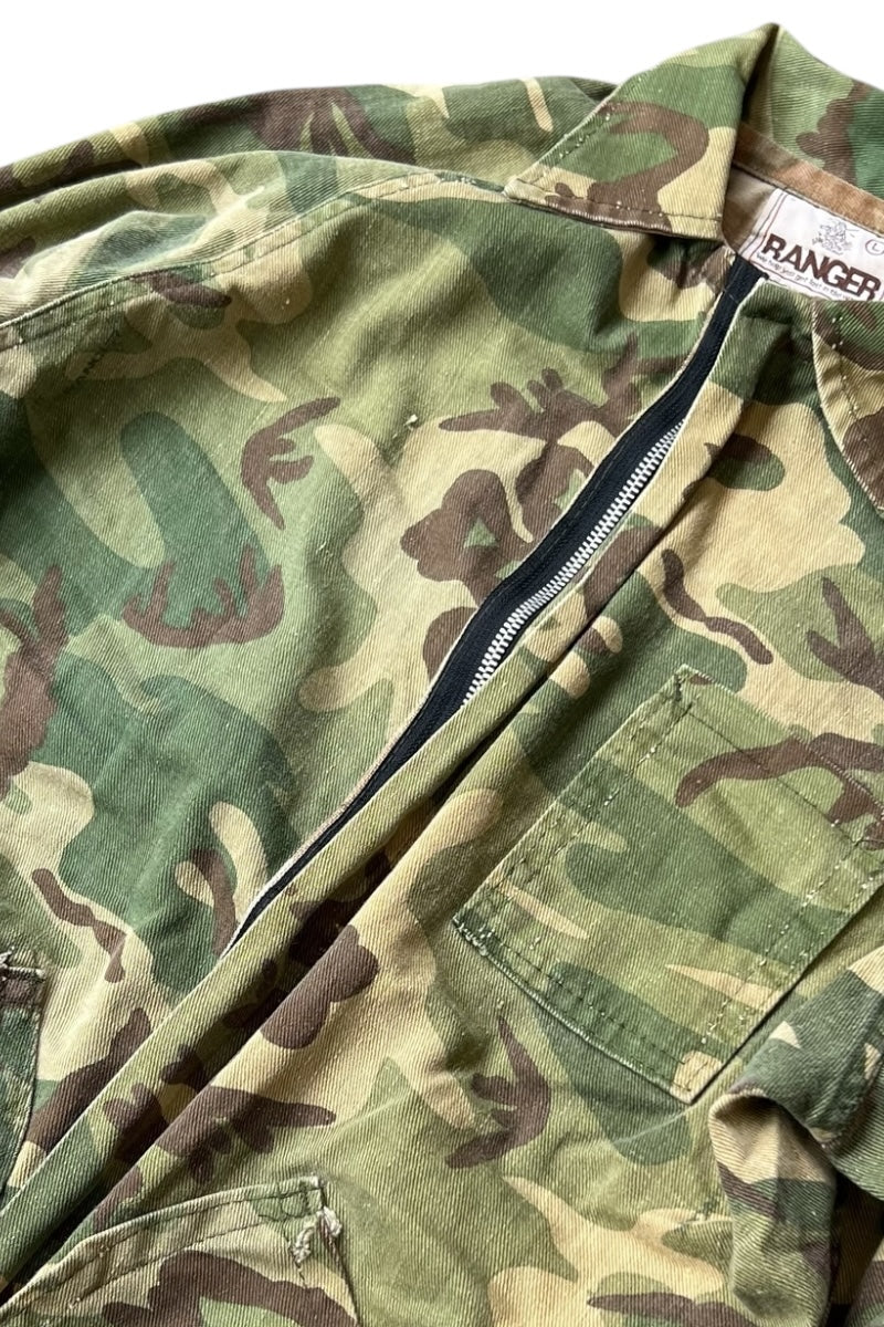 80'S REVERSIBLE CAMO ZIP HUNTING JACKET / CAMO [SIZE: L USED]