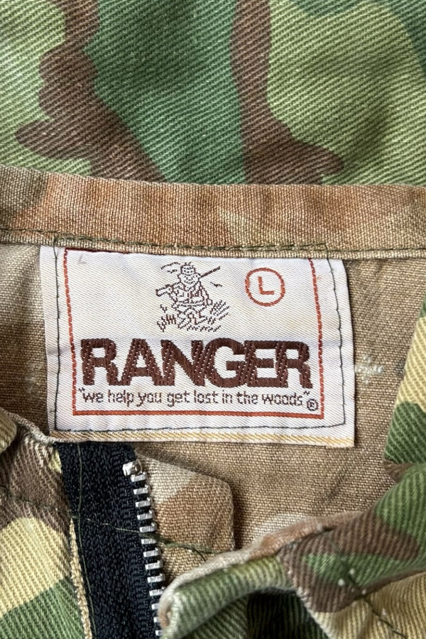 80'S REVERSIBLE CAMO ZIP HUNTING JACKET / CAMO [SIZE: L USED]