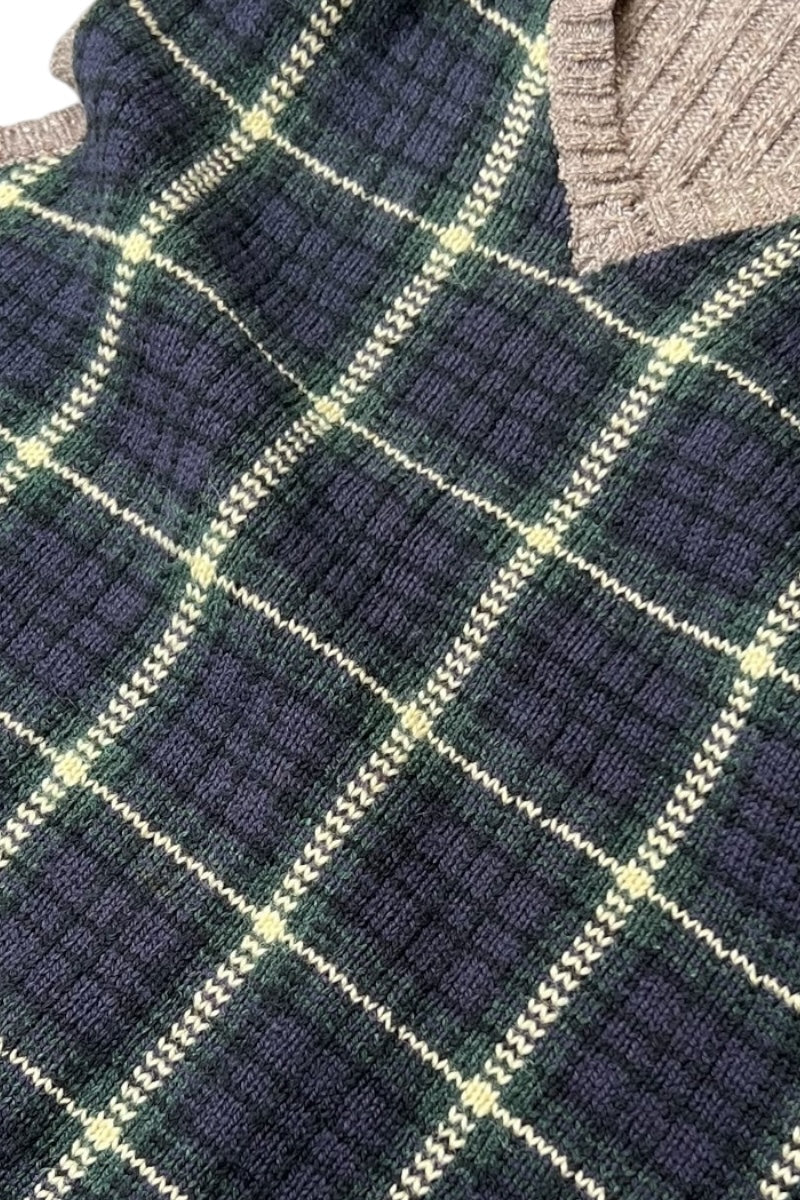 90'S WOOL SILK CHECK VEST / CHECK [SIZE: L USED]