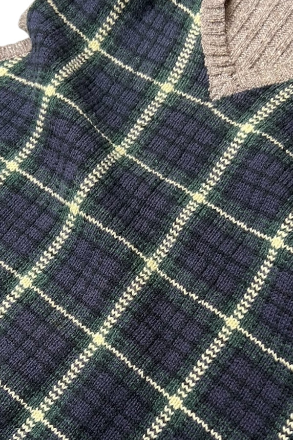 90'S WOOL SILK CHECK VEST / CHECK [SIZE: L USED]