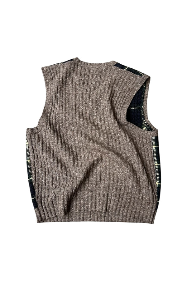 90'S WOOL SILK CHECK VEST / CHECK [SIZE: L USED]