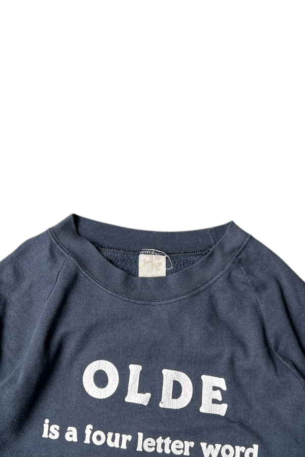 MADE IN USA 70'S OLDE IS A FOUR LETTER WORD MESSAGE SWEATSHIRT / BLACK [SIZE: XL USED]