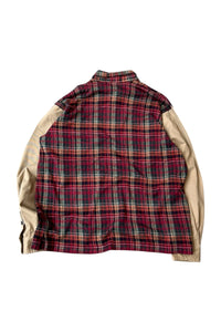 90'S L/S SWITCHING CHECK HALF ZIP SHIRT / RED [SIZE: L USED]