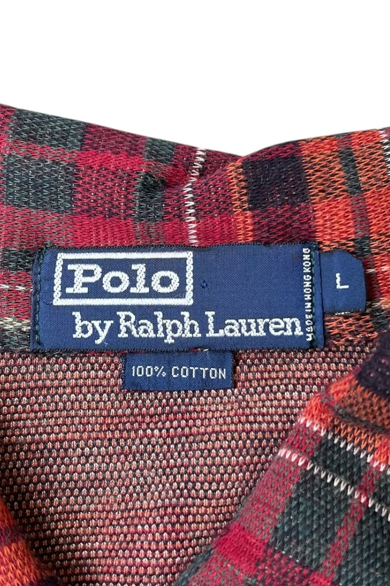 90'S L/S SWITCHING CHECK HALF ZIP SHIRT / RED [SIZE: L USED]