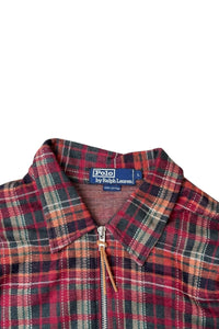 90'S L/S SWITCHING CHECK HALF ZIP SHIRT / RED [SIZE: L USED]