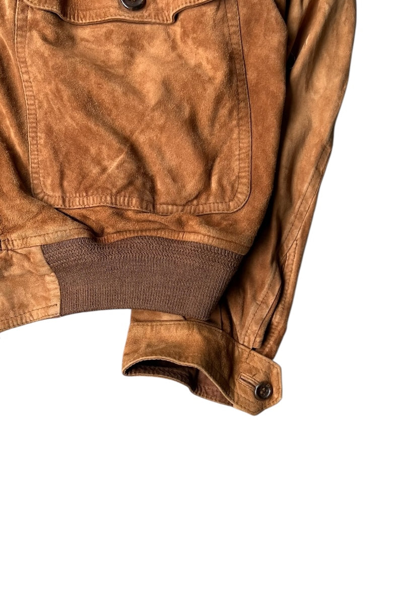 90'S REVERSIBLE LEATHER JACKET / BROWN [SIZE: 41 USED]