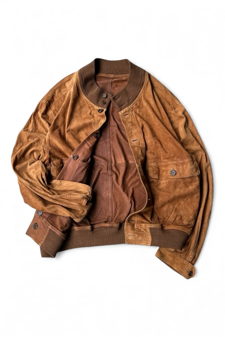 90'S REVERSIBLE LEATHER JACKET / BROWN [SIZE: 41 USED]