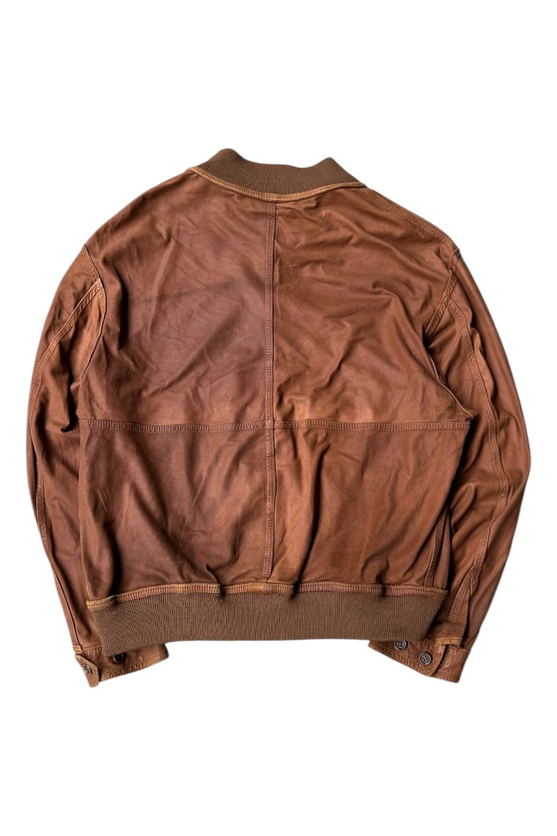 90'S REVERSIBLE LEATHER JACKET / BROWN [SIZE: 41 USED]