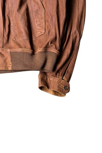 90'S REVERSIBLE LEATHER JACKET / BROWN [SIZE: 41 USED]