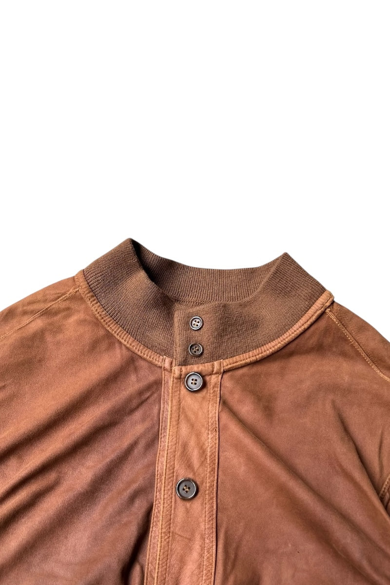 90'S REVERSIBLE LEATHER JACKET / BROWN [SIZE: 41 USED]