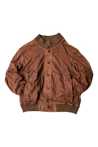 90'S REVERSIBLE LEATHER JACKET / BROWN [SIZE: 41 USED]