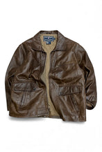 画像をギャラリービューアに読み込む, 90&#39;S ZIP LEATHER JACKET / BROWN [SIZE: M USED]

