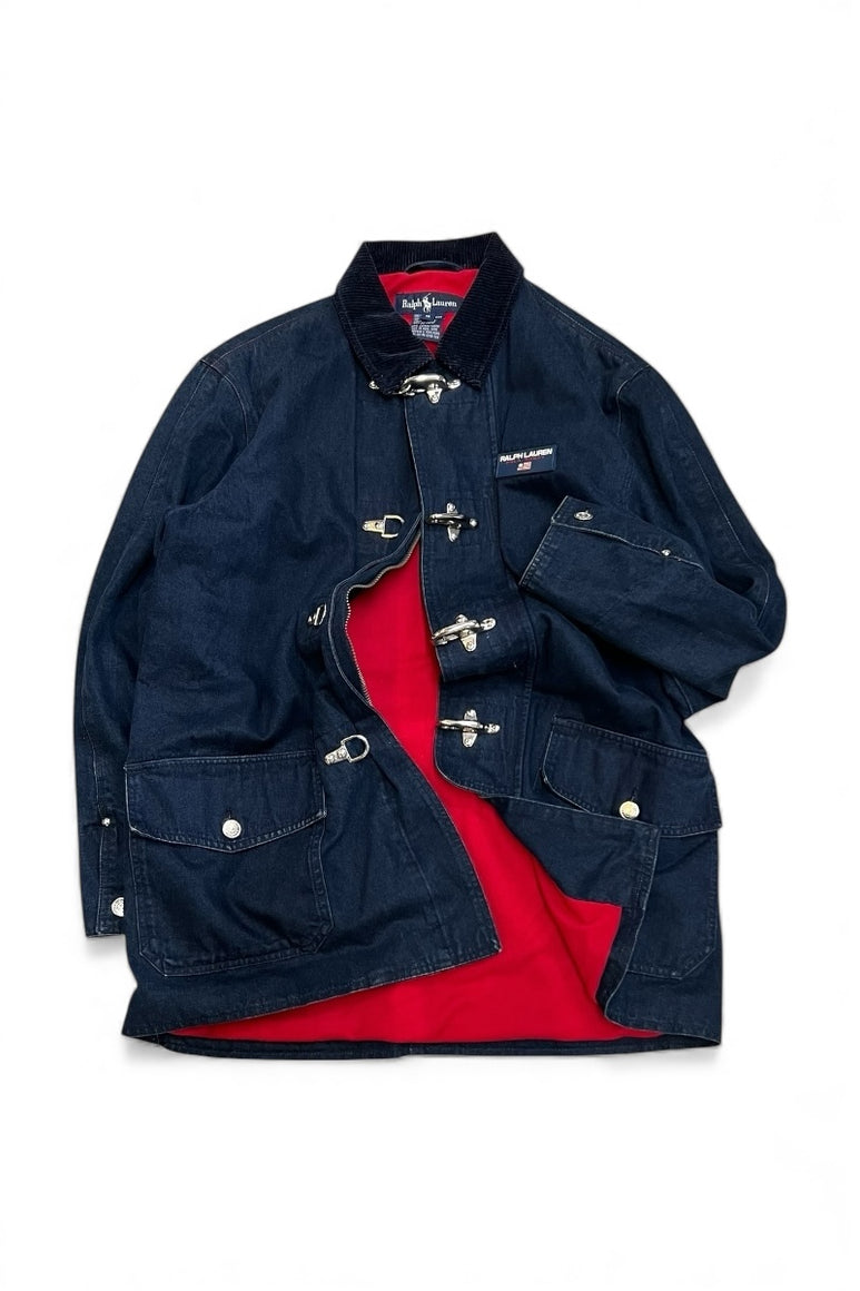 90'S DENIM FIREMAN JACKET / NAVY [SIZE: M USED]