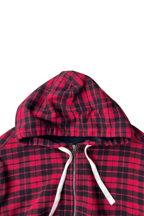 90'S EXCLUSIVE DECORATION CHECK SWEAT HOODIE / RED [SIZE: XL USED]